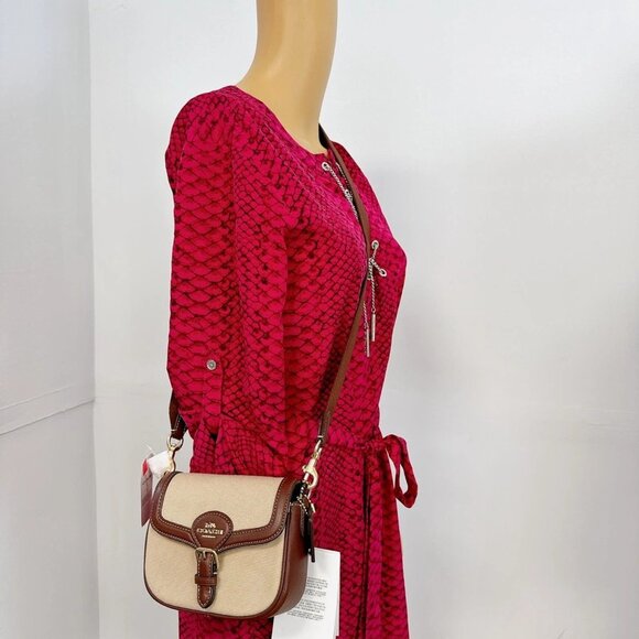 Coach CR257 Canvas Logo Outlet Shoulder Bags IN NATURAL MULTI - Picture 1 of 8